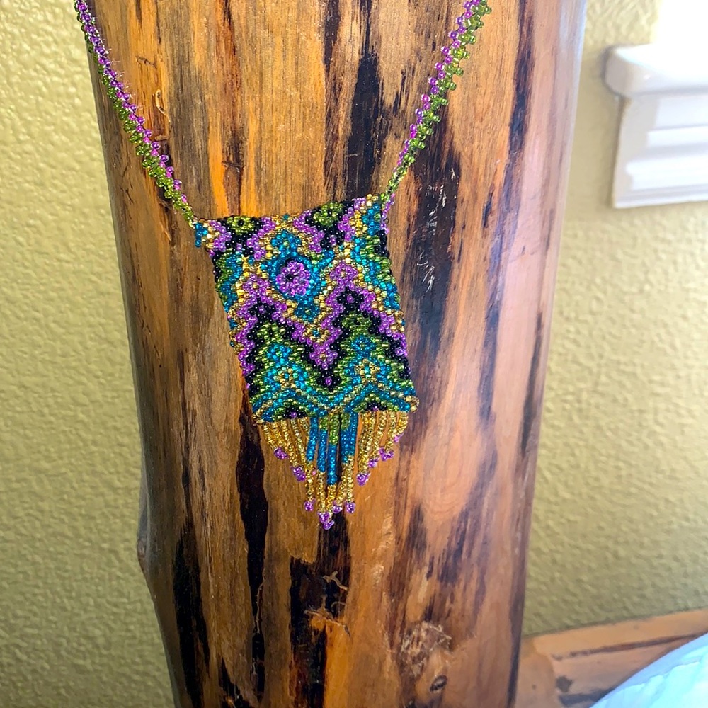 Jewelry-  Hand made beaded pouch necklace